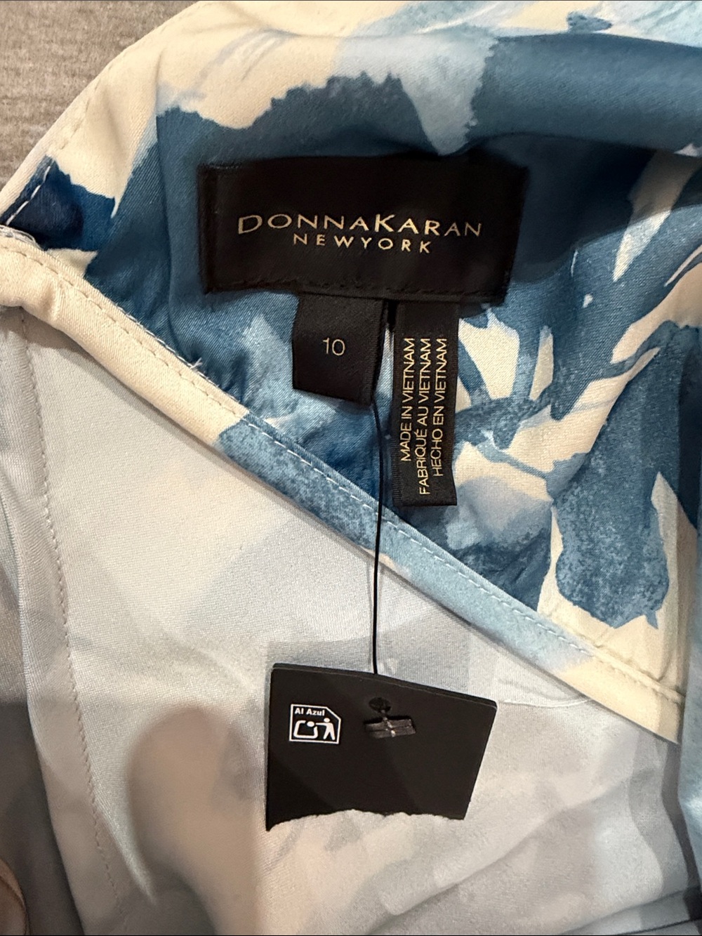 Donna Karan Blue Floral V-Neck Midi Dress size 10 - Picture 3 of 4
